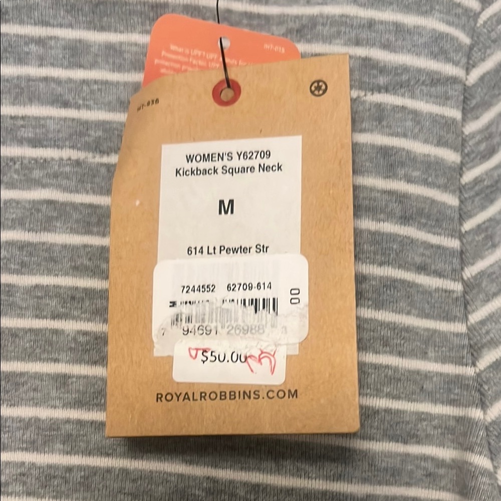 Royal Robbins Kickback Square Neck Gray Fitted Long Sleeve Top Medium NWT - Picture 2 of 3
